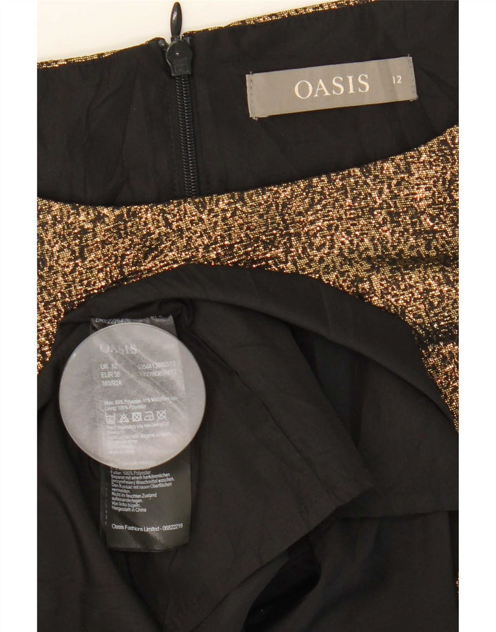 Oasis Robe trapèze sans manches pour femme UK 12 Polyester doré moyen