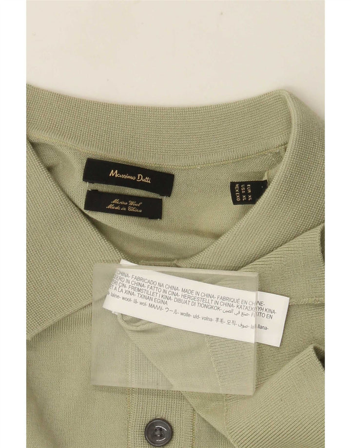 Massimo Dutti Pull à col polo pour homme XL en laine verte