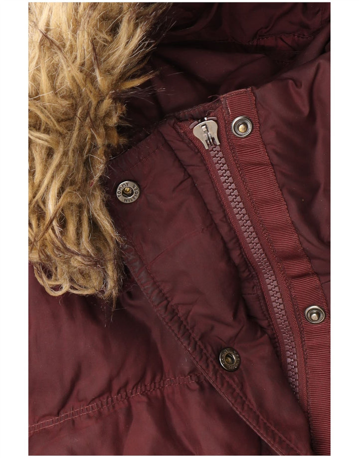 Tommy Hilfiger Veste matelassée à capuche pour femme UK 10 Small Bordeaux Polyester