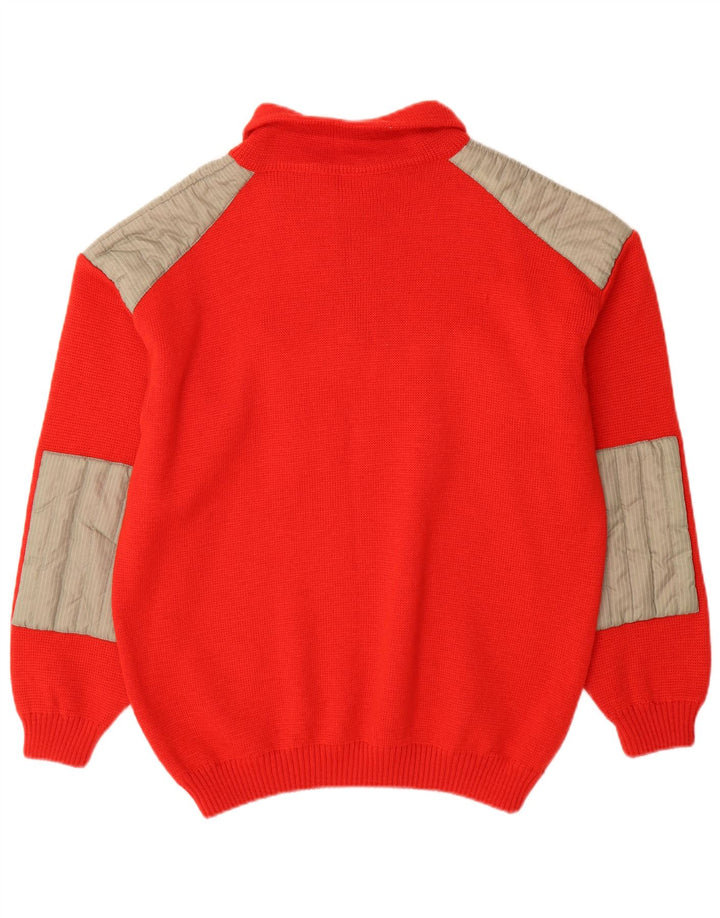 Volkl Pull col zippé pour homme IT 52 en laine color block rouge Large
