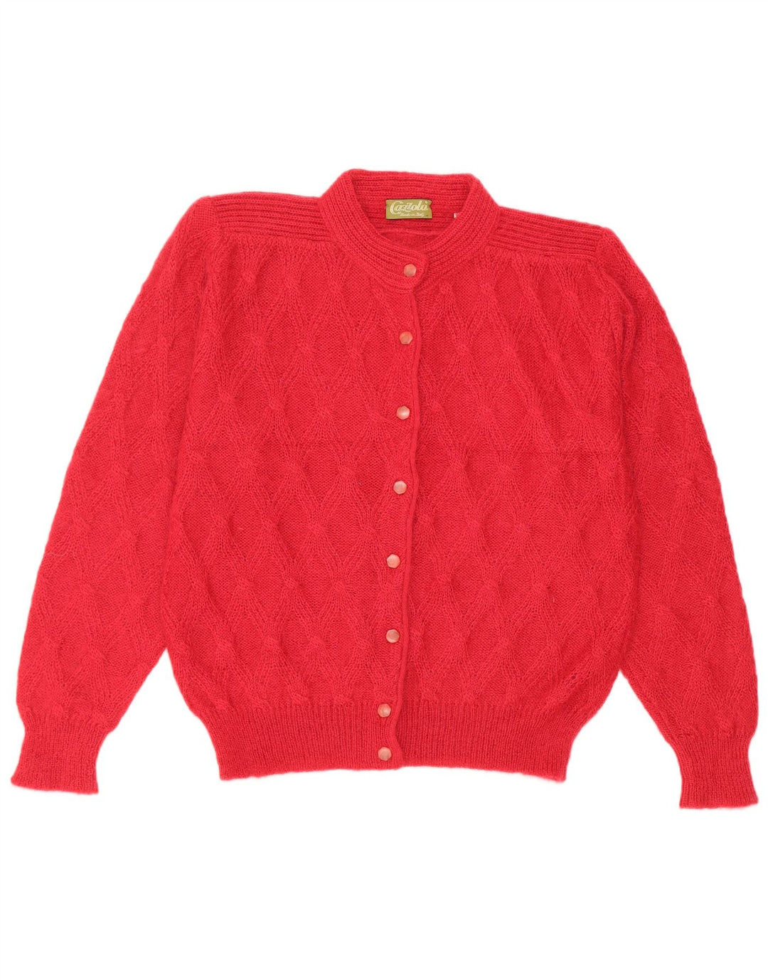 vintage Femme Cardigan Pull IT 44 Moyen Rouge Mohair