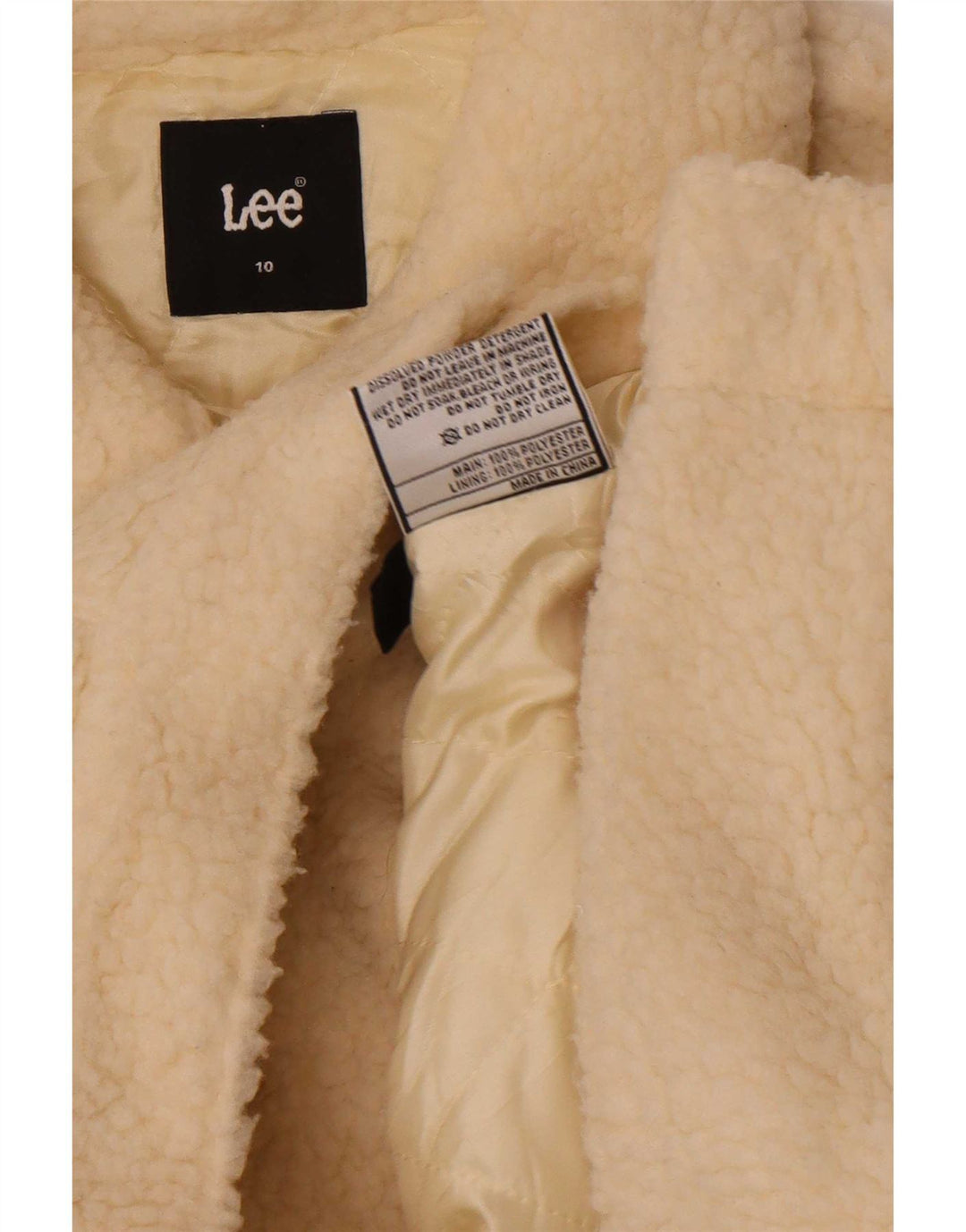 Lee Womens Teddy Crop Bomber Jacket US 10 Grand Blanc Polyester
