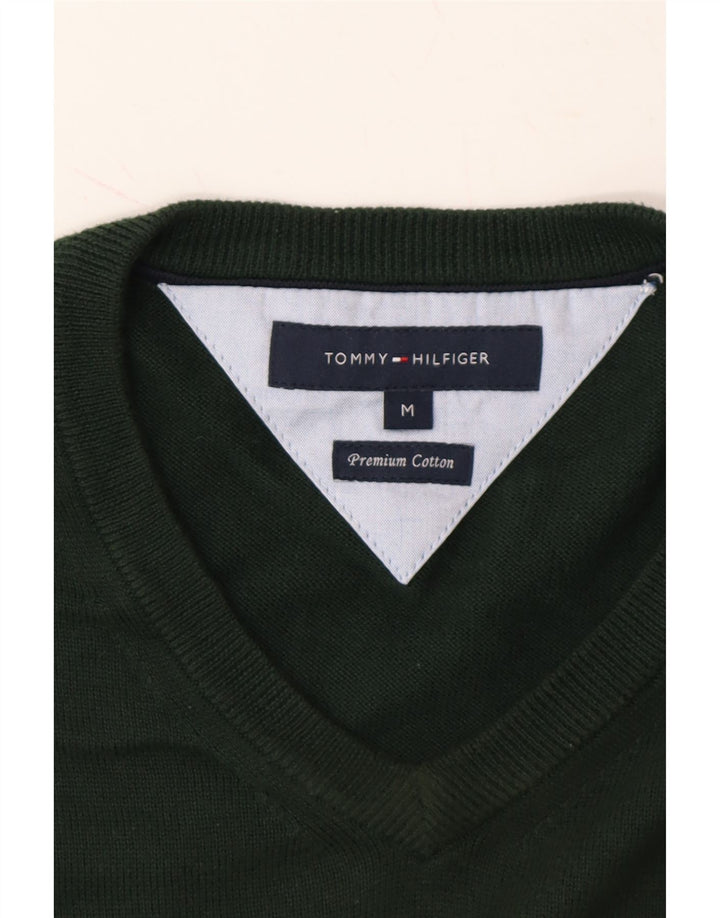 TOMMY HILFIGER Mens V-Neck Jumper Sweater Medium Khaki Cotton Vintage Tommy Hilfiger and Second-Hand Tommy Hilfiger from Messina Hembry 
