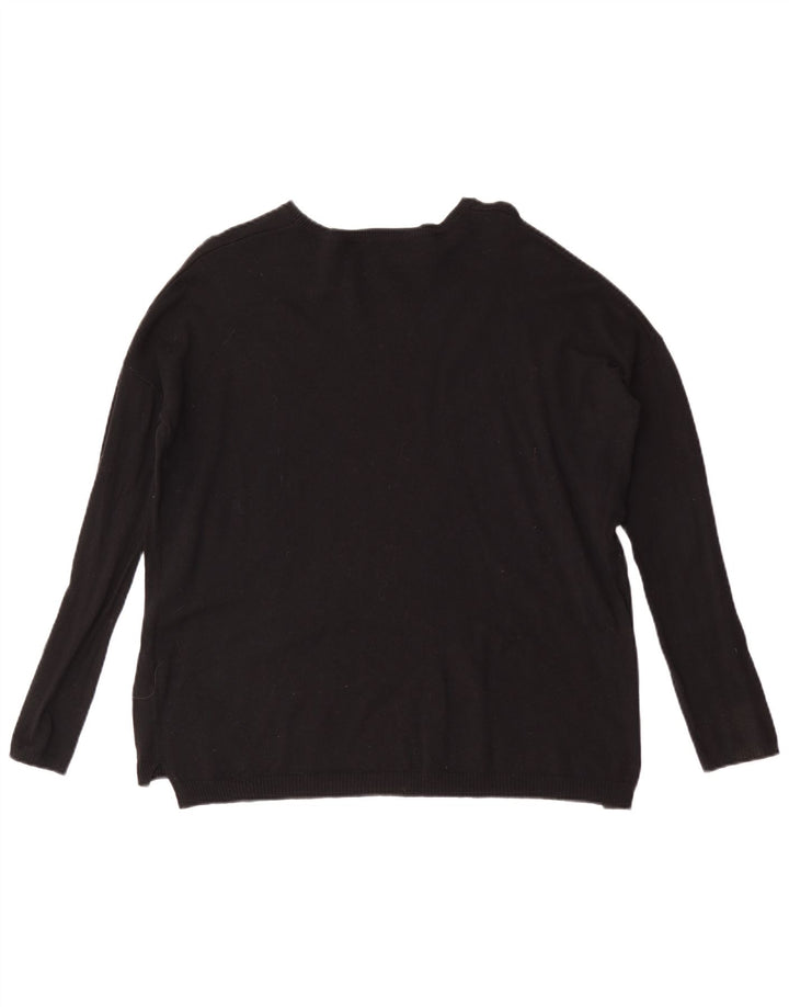 Zara Pull surdimensionné à col bateau pour femme UK 14 Noir moyen
