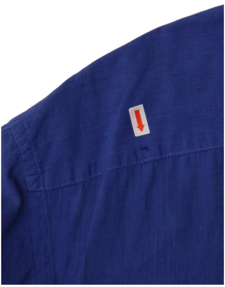 Sergio Tacchini Chemise à manches courtes pour hommes en coton bleu moyen