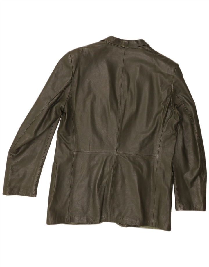 vintage Homme 2 Boutons Veste Blazer En Cuir IT 52 XL Cuir Vert