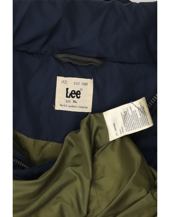 Lee Veste matelassée à capuche pour homme UK 44 XL Bleu marine Polyester