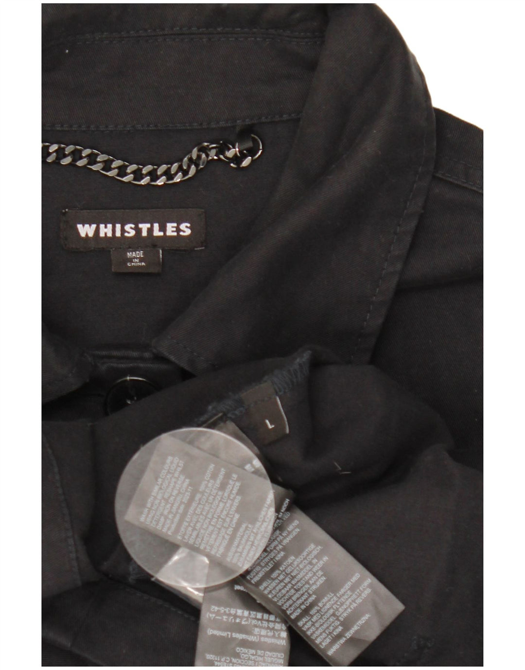 Whistle Veste utilitaire surdimensionnée pour femme UK 16 Large Noir Coton