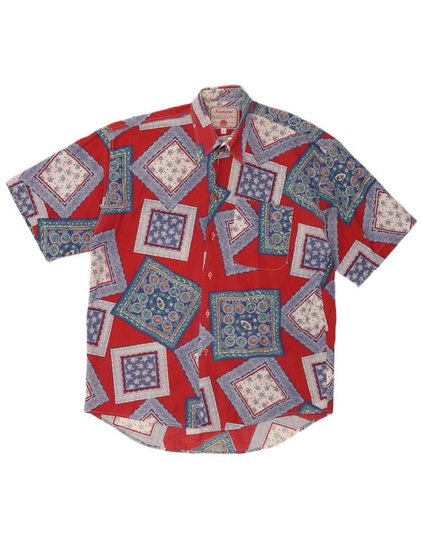 Kantaros Chemise à Manches Courtes Homme Petit Rouge Géométrique