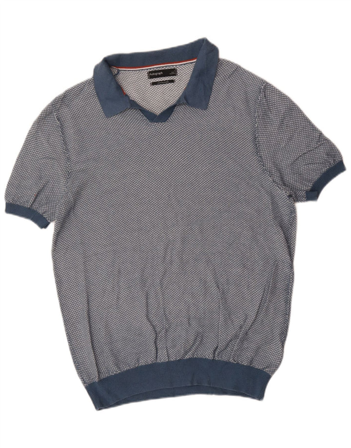 Marks & Spencer Pull à col polo autographe pour hommes, grand bleu