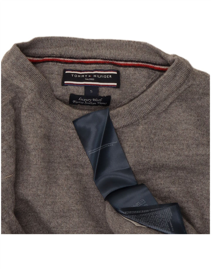 TOMMY HILFIGER Pull sur mesure à col rond pour femme UK 10 Petit Gris