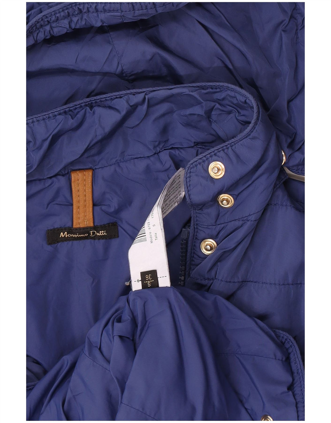 Massimo Dutti Veste matelassée à capuche pour femme EU 36 Petit nylon bleu