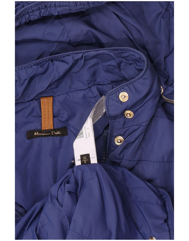 Massimo Dutti Veste matelassée à capuche pour femme EU 36 Petit nylon bleu