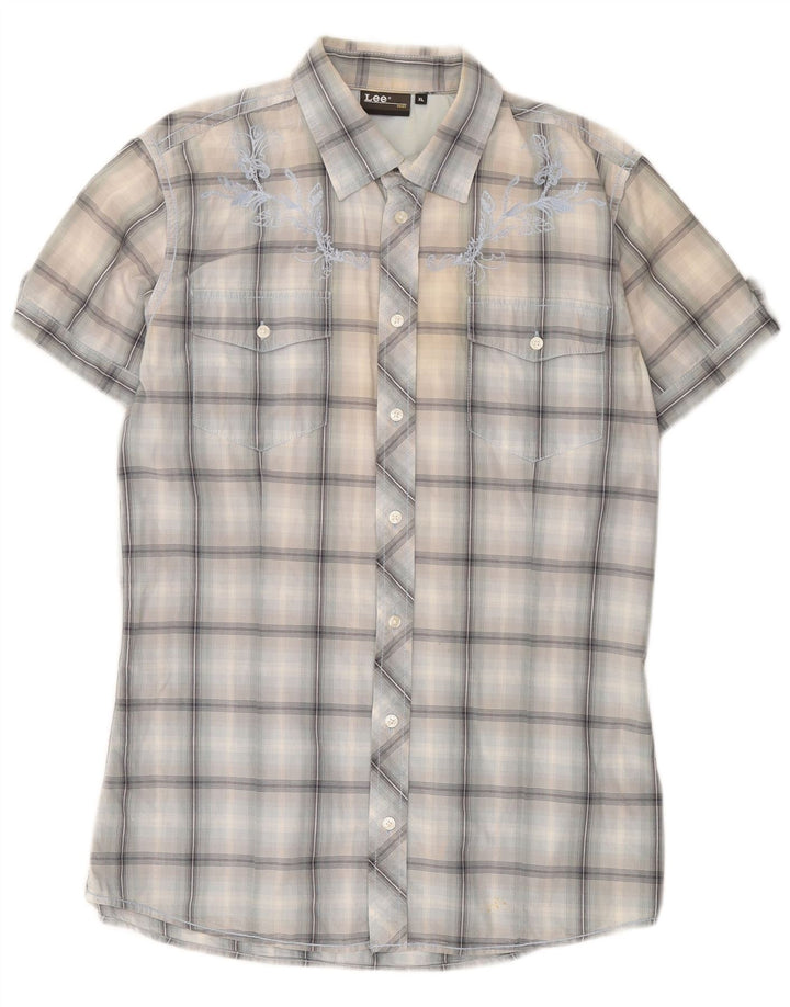 Lee Chemise à manches courtes pour homme XL Bleu à carreaux