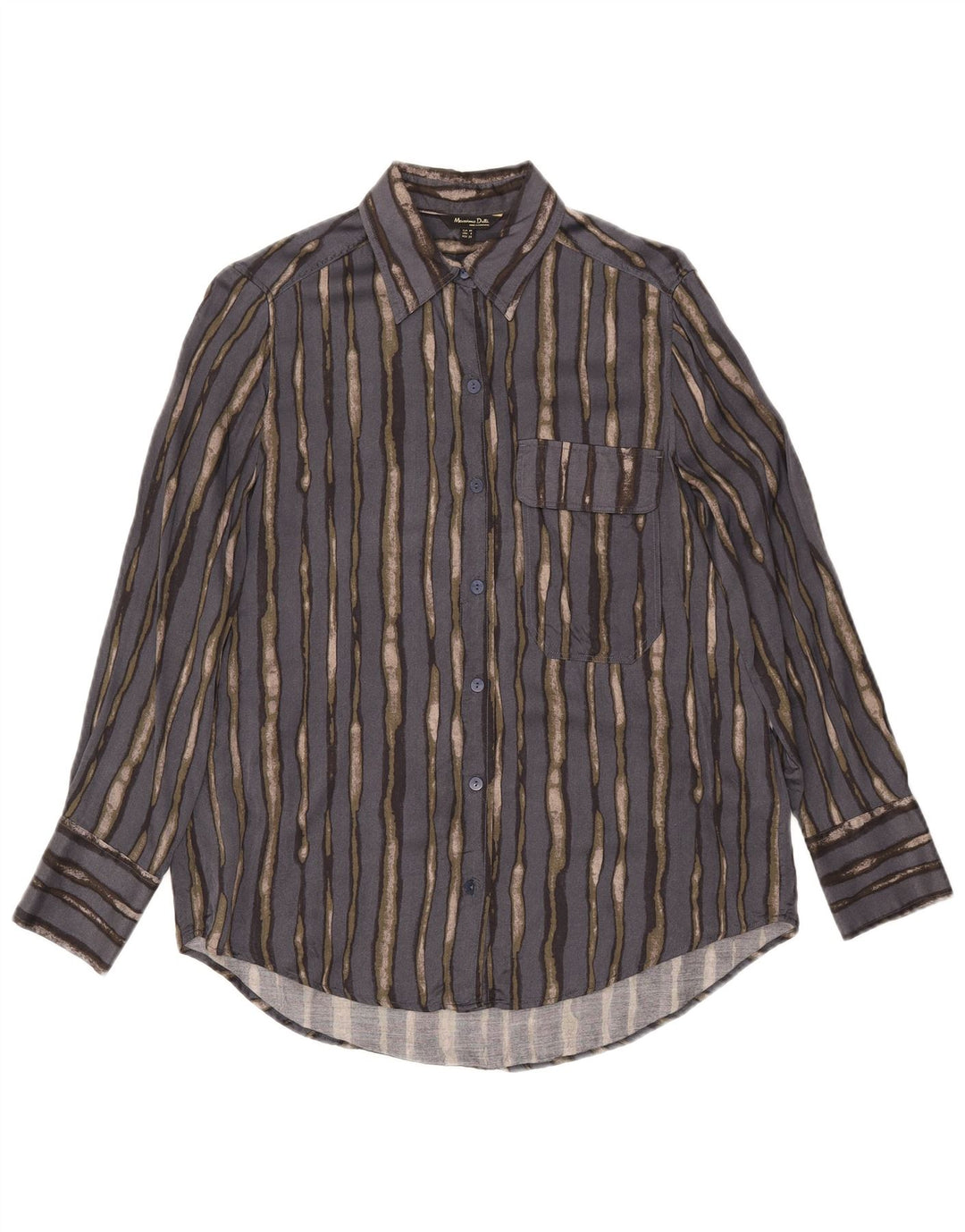 Massimo Dutti Chemise surdimensionnée pour femme EU 38 Petite viscose rayée grise