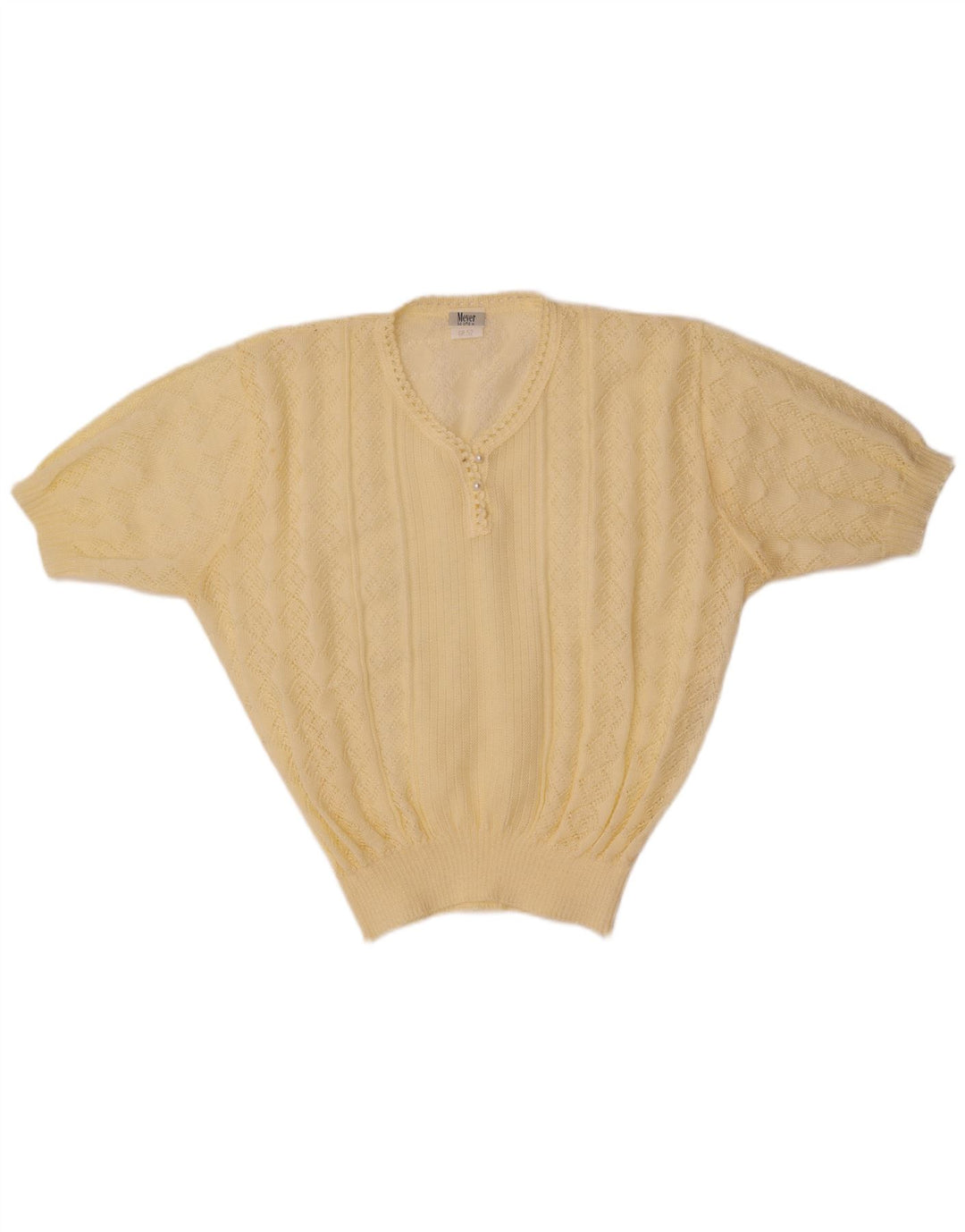 vintage Femme Tricot Blouse Top IT 52 2XL Off White Polyacrylique