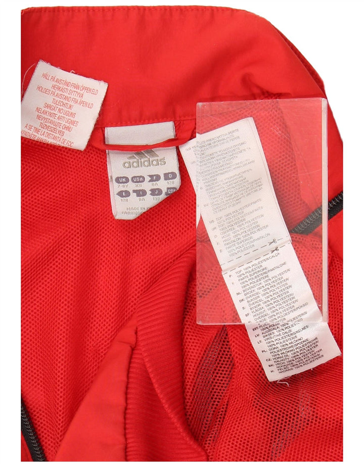 ADIDAS Boys Graphic Tracksuit Top Jacket 7-8 Years Red Colourblock Vintage Adidas and Second-Hand Adidas from Messina Hembry 