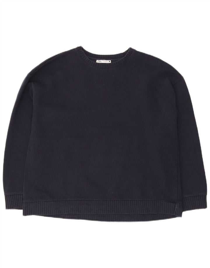 ZARA Femme Sweat-shirt surdimensionné UK 14 Bleu marine moyen