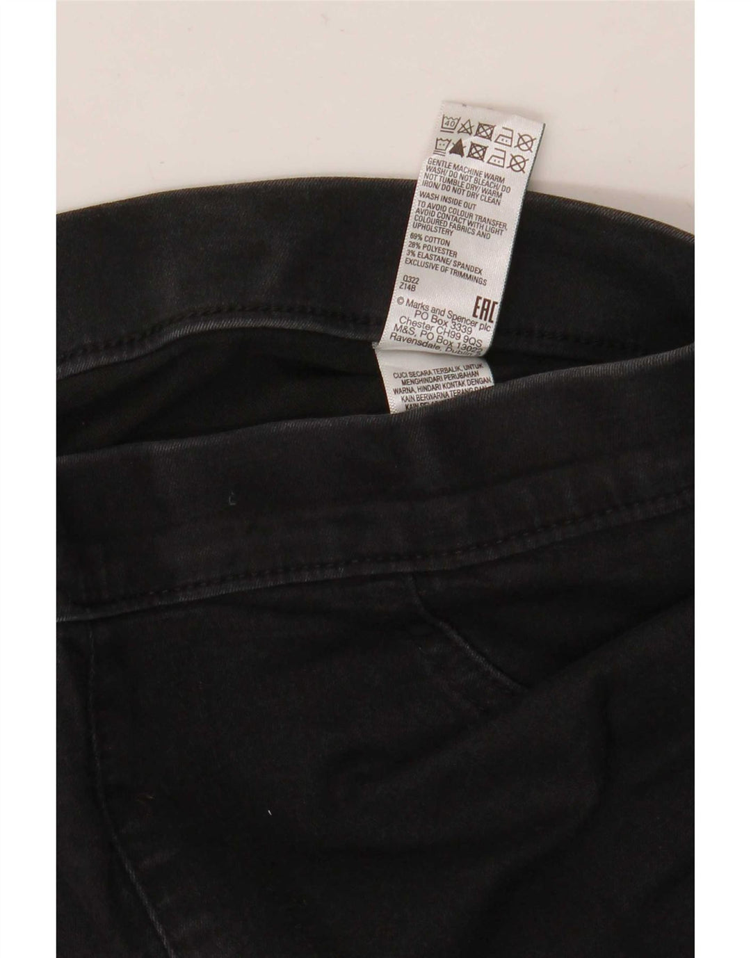 Marks & Spencer Jean Jegging Femme UK 12 Moyen W30 L30 Coton Noir