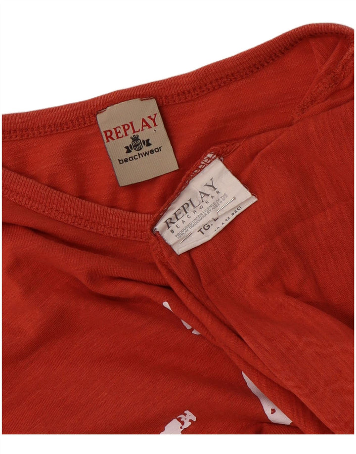 Replay T-shirt graphique pour femme UK 16 Large Rouge