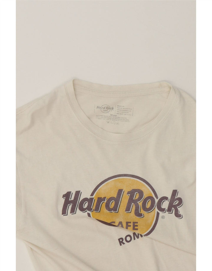 HARD ROCK CAFE Mens Roma Graphic T-Shirt Top Medium White Cotton Vintage Hard Rock Cafe and Second-Hand Hard Rock Cafe from Messina Hembry 