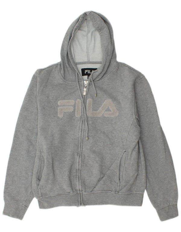 Fila Pull à capuche zippé surdimensionné graphique pour femme UK 10 petit coton gris