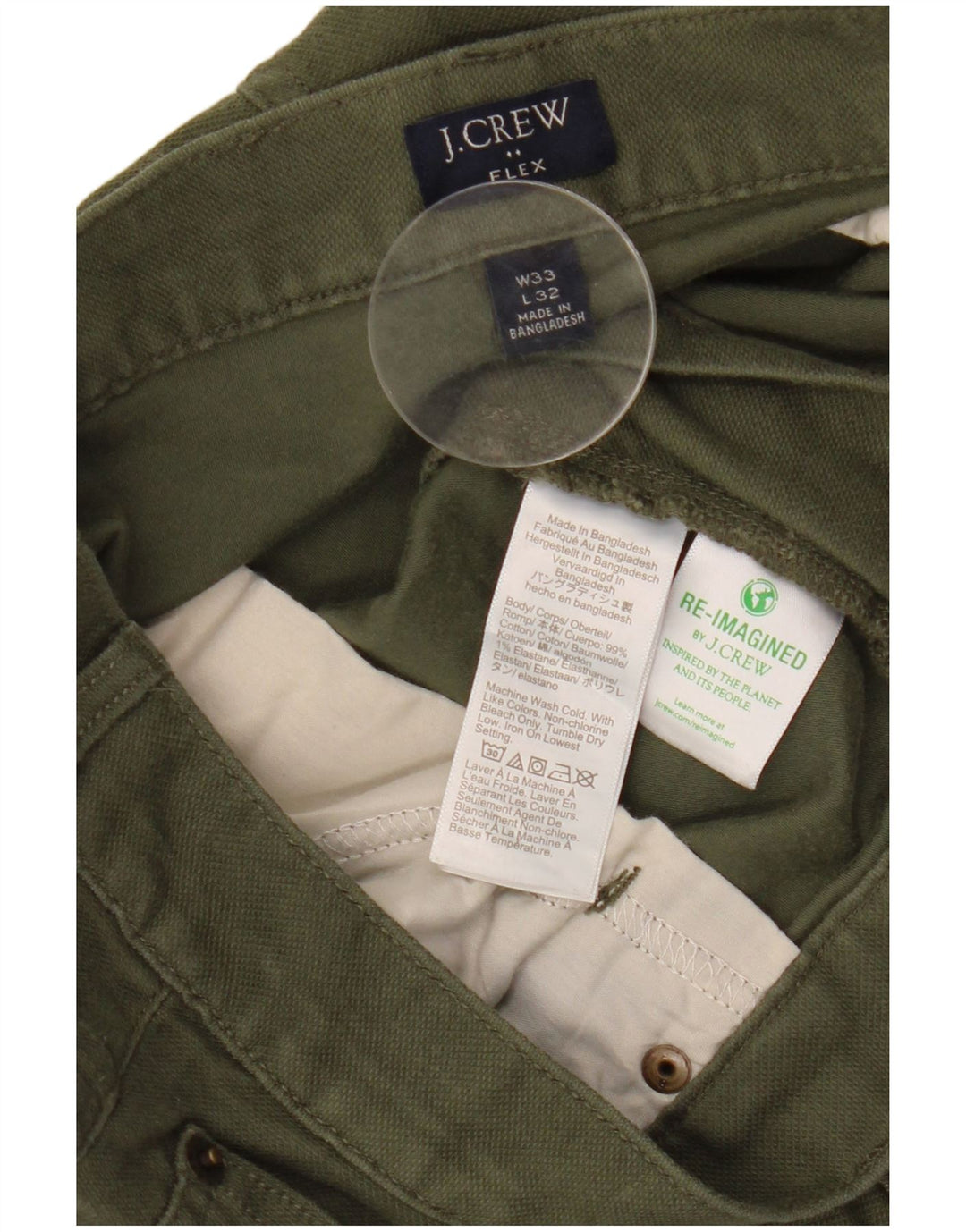 J. Crew Pantalon décontracté Flex Slim Fit W33 L32 en coton kaki pour homme