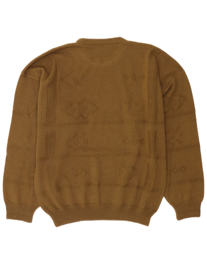 vintage Mens Crew Neck Jumper Pull XL Kaki Laine