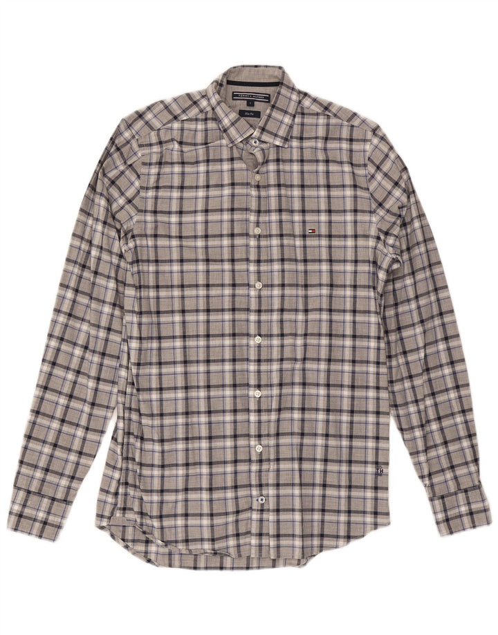 Tommy Hilfiger Chemise Slim Fit Homme Petit Carreau Gris Coton