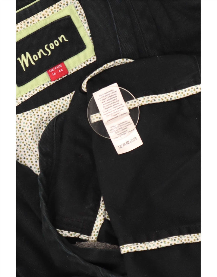 Monsoon Veste blazer 1 bouton pour femme UK 16 Large Noir Coton