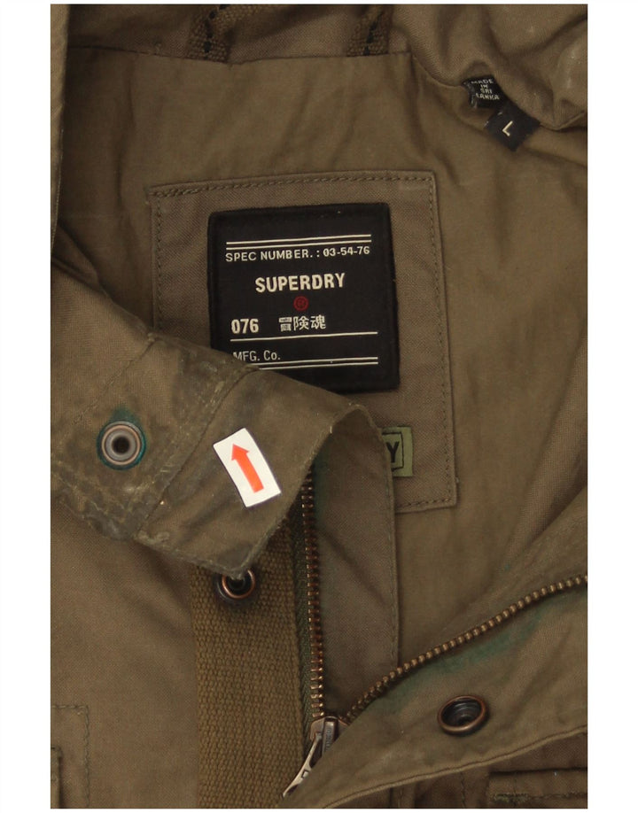 Superdry Veste militaire pour homme UK 40 Large Kaki Coton