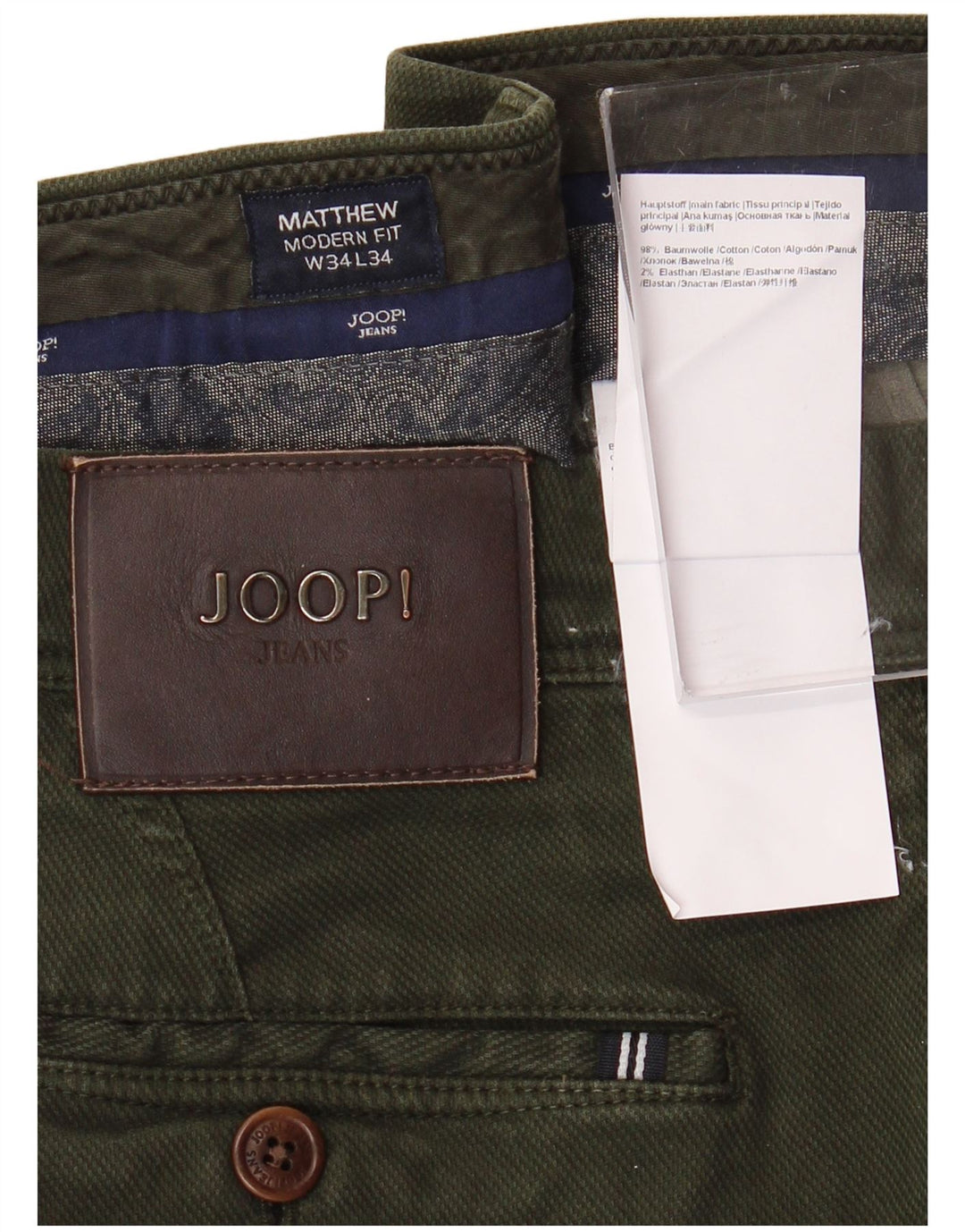 JOOP Pantalon Chino Slim Coupe Moderne Homme W34 L34 Vert Coton