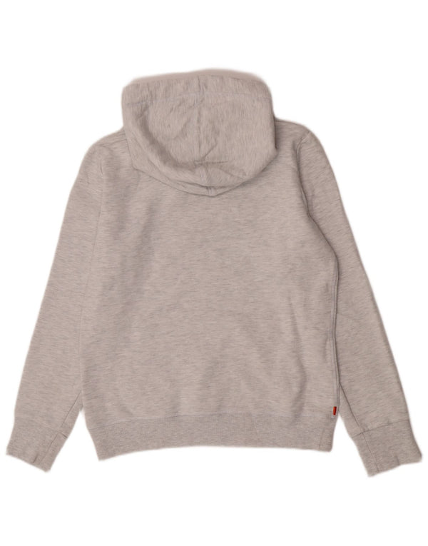 Superdry Womens Graphic Hoodie Jumper UK 12 Medium Grey Flecked Cotton