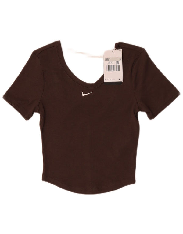 Nike T-shirt court pour femme UK 4 XS Marron Polyester