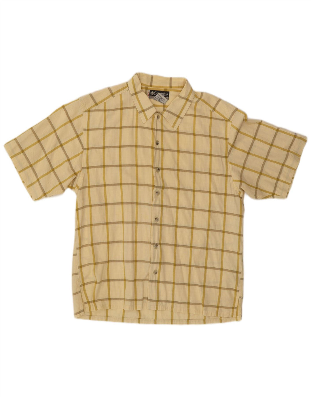 Columbia Chemise à Manches Courtes Homme Jaune Moyen Check Cotton