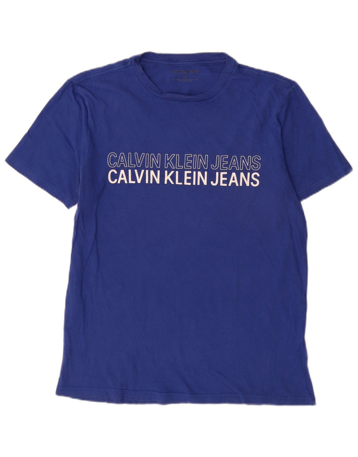 Calvin Klein Jeans T-Shirt Graphique Homme Bleu Moyen Coton