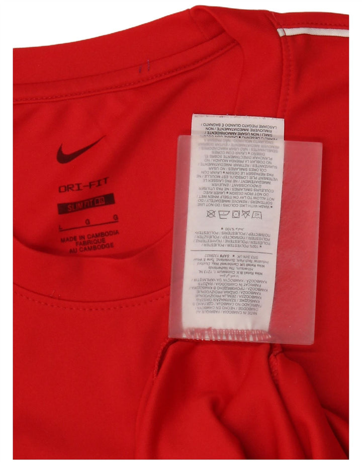 Nike Hommes Dri Fit Slim Fit T-Shirt Haut Grand Rouge Polyester
