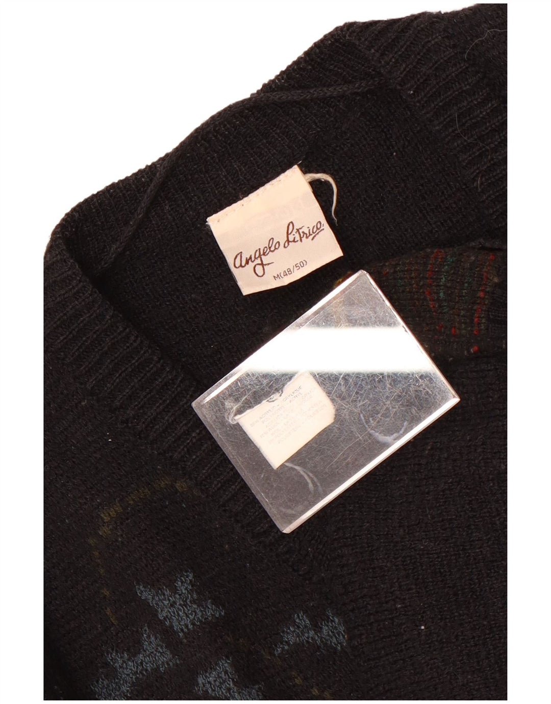 Angelo Litrico Pull Cardigan Homme IT 48/50 Moyen Noir Géométrique