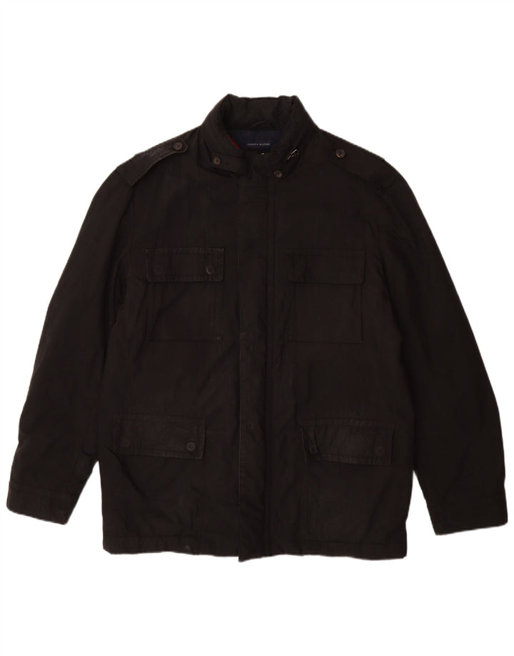 Tommy Hilfiger Veste militaire pour homme UK 38 Medium Noir Polyester