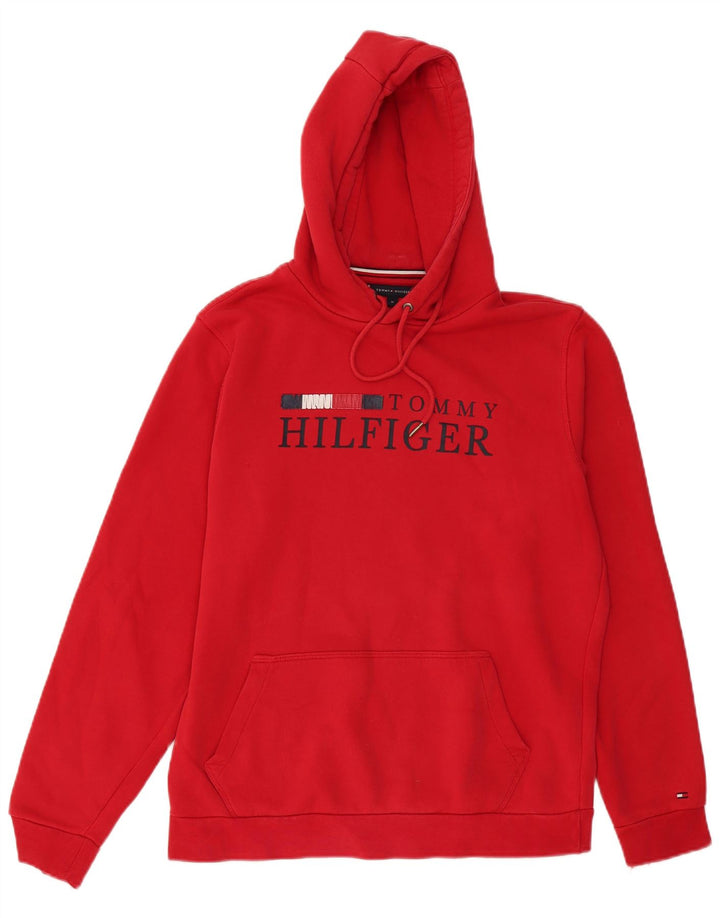 TOMMY HILFIGER Pull à Capuche Graphique Homme Rouge Moyen