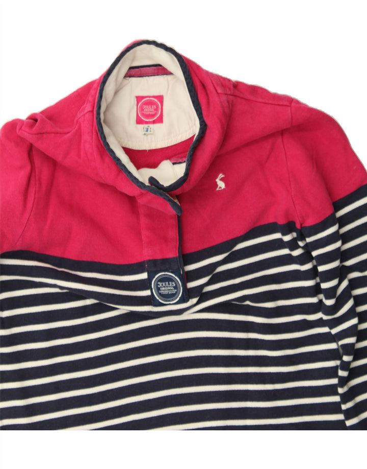 JOULES Womens Button Neck Sweatshirt Jumper UK 10  Small Navy Blue Striped Vintage Joules and Second-Hand Joules from Messina Hembry 