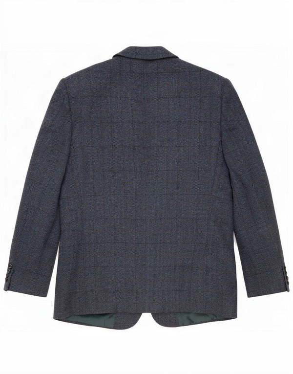 vintage Homme 2 Bouton Blazer Veste IT 52 XL Bleu Marine Check