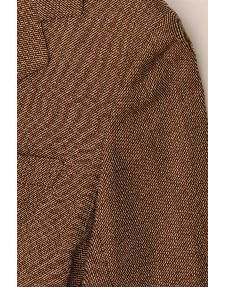 vintage Homme 3 Bouton Blazer Veste UK 36 Petit Marron Rayé Classique