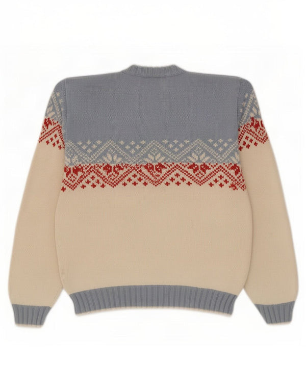 Pull vintage à col rond pour garçon 15-16 ans Bleu Fair Isle Coton