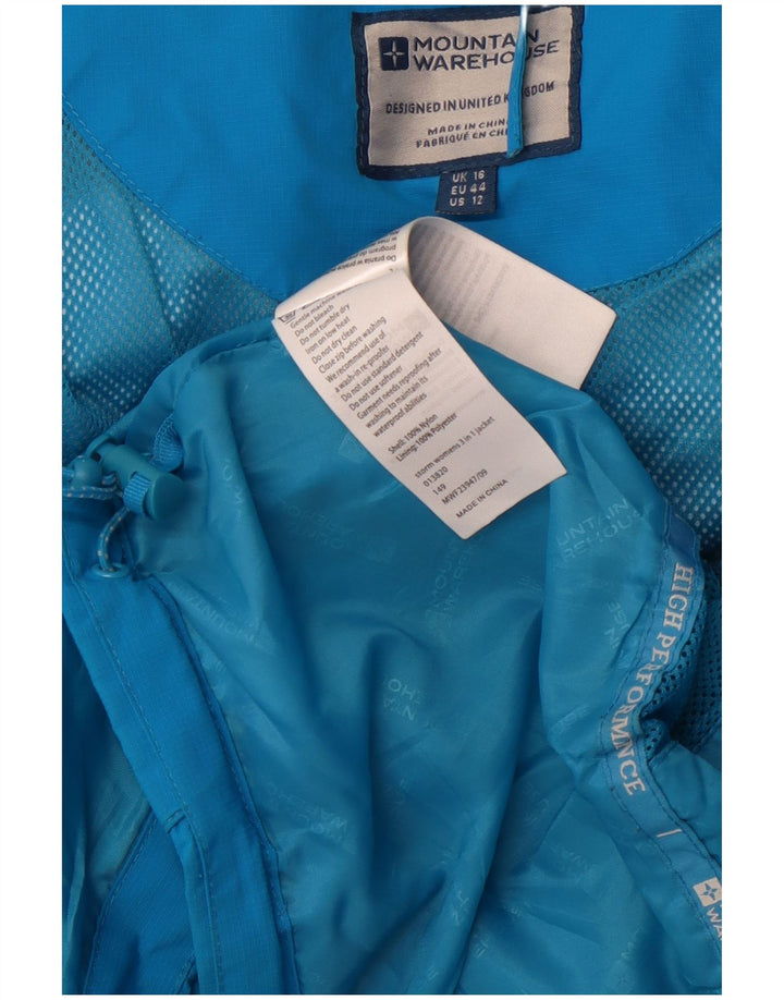 MOUNTAIN WAREHOUSE Veste de pluie à capuche pour femme UK 16 Large Bleu Nylon