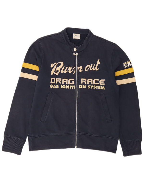 Gas Veste de Survêtement Graphique Homme Bleu Marine Moyen Coton