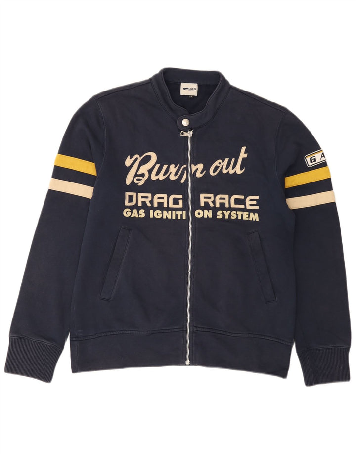 Gas Veste de Survêtement Graphique Homme Bleu Marine Moyen Coton