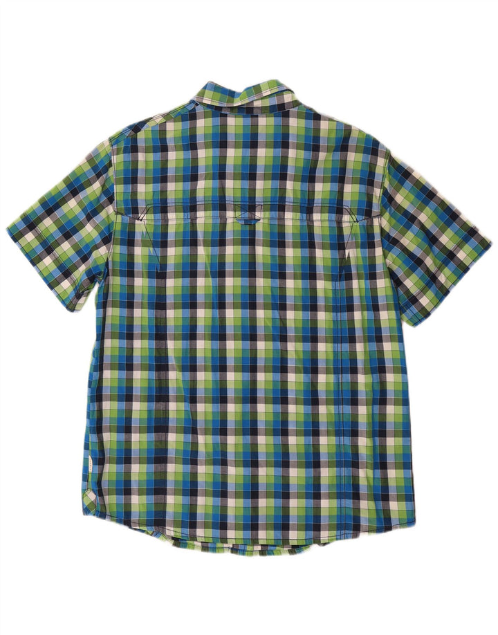 JACK WOLFSKIN Chemise à manches courtes pour hommes UK 40/42 Grand carreaux bleus en coton