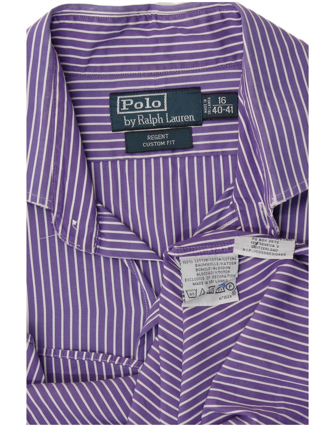 Polo Ralph Lauren Chemise Regent Homme Taille 16 Grand Coton Rayé Violet