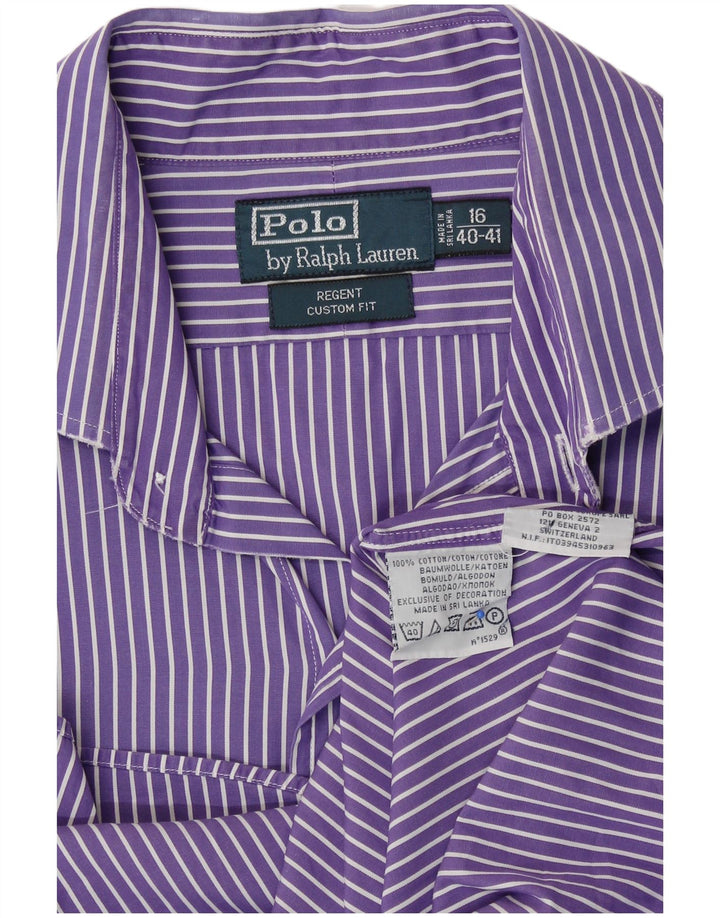 Polo Ralph Lauren Chemise Regent Homme Taille 16 Grand Coton Rayé Violet